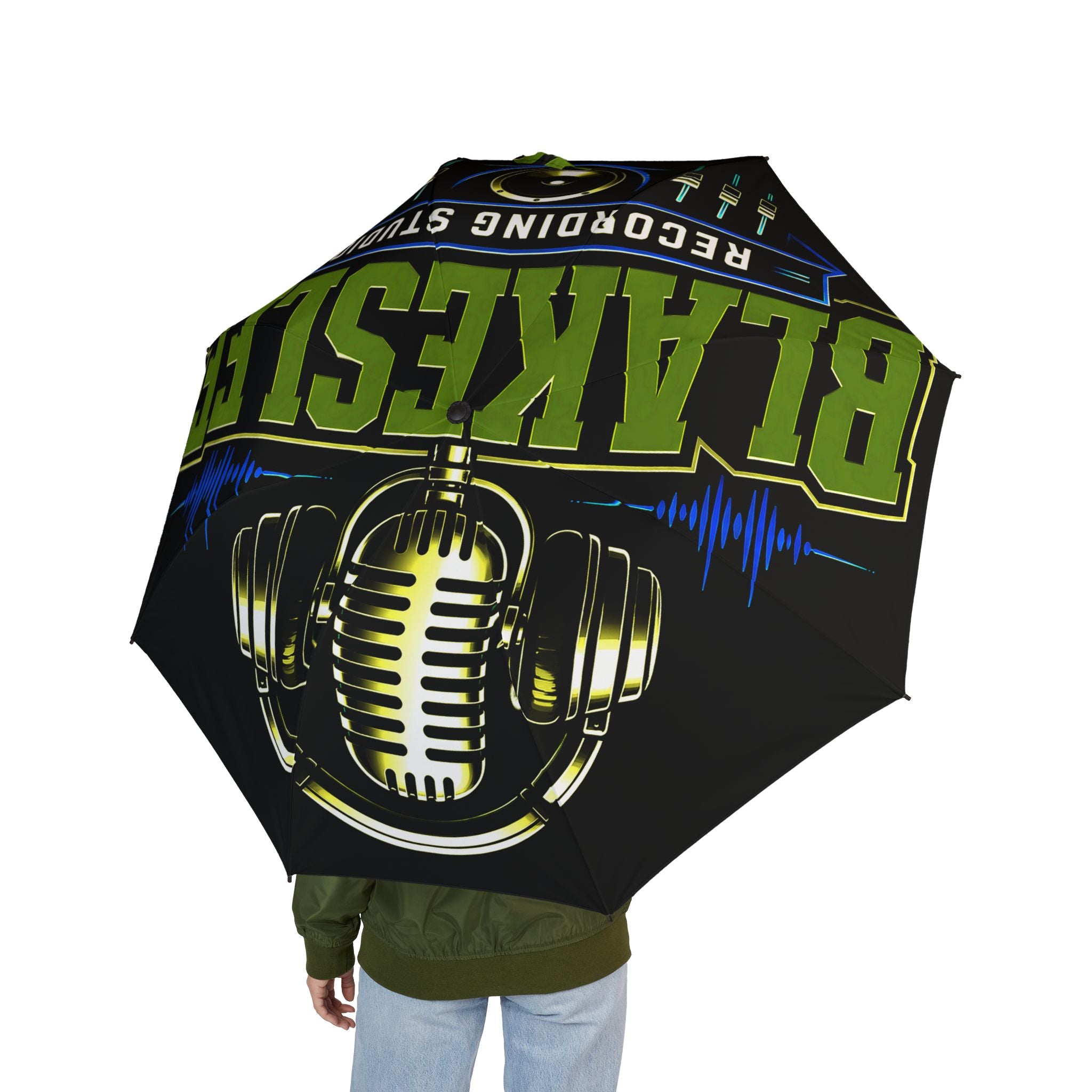 Blakeslee Recording Studio Foldable Umbrella — Retro Microphone Design
