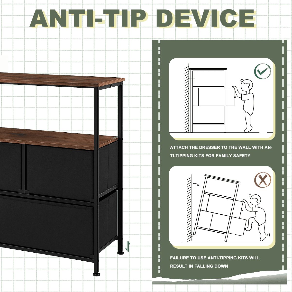 Divine Army 5Drawer TV Stand Dresser