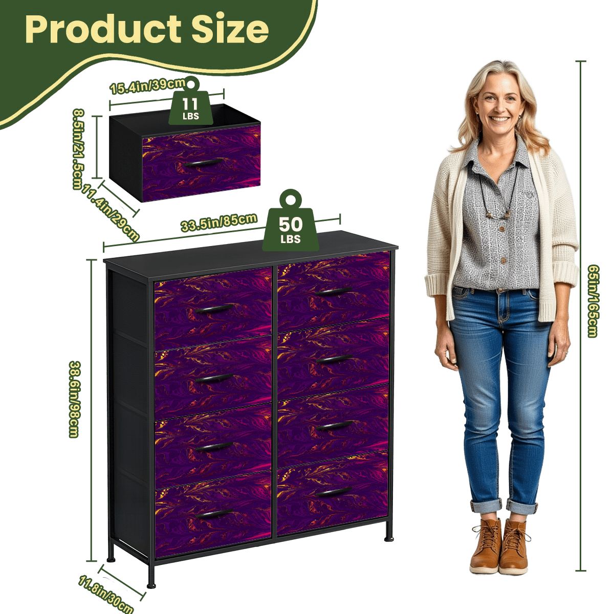 Divine Army Volcano 8Drawer Dresser